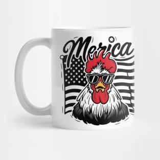 Patriotic chicken wearing sunglasses with the USA flag design for chicken lovers celebrating the 4th of July. Mug